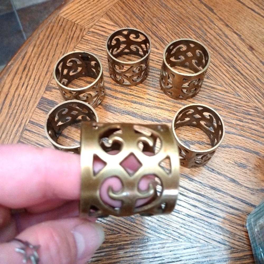 Set Of 6 Solid Brass Napkin Rings